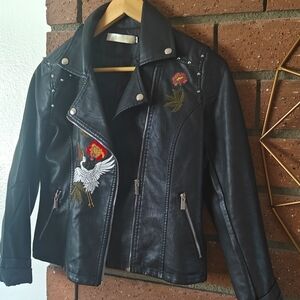 Floral & Animal print Leather Jacket